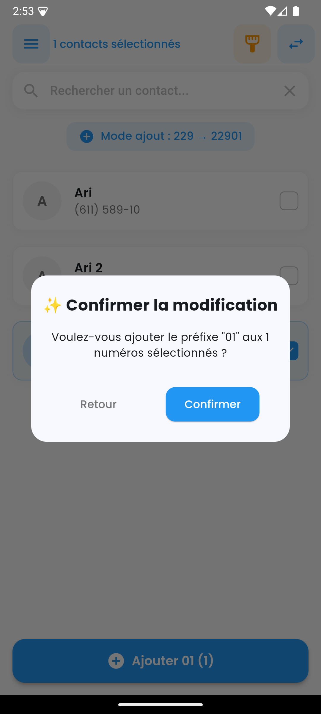 Résultats de conversion